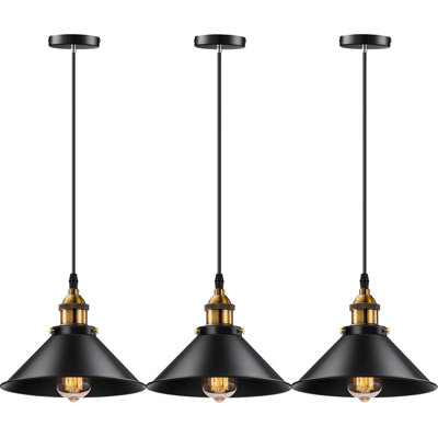 Vintage 1 - Light Hanging Pendant Lights Retro Pendant Light Fixtures with 10.24" Metal Shade(Set of 3)