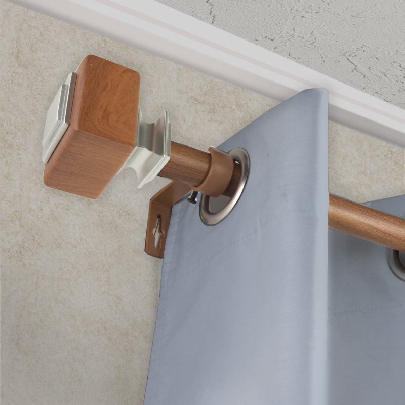 Tringle à rideaux simple en faux bois Abdulahad, 120" - 170", Châtaigne