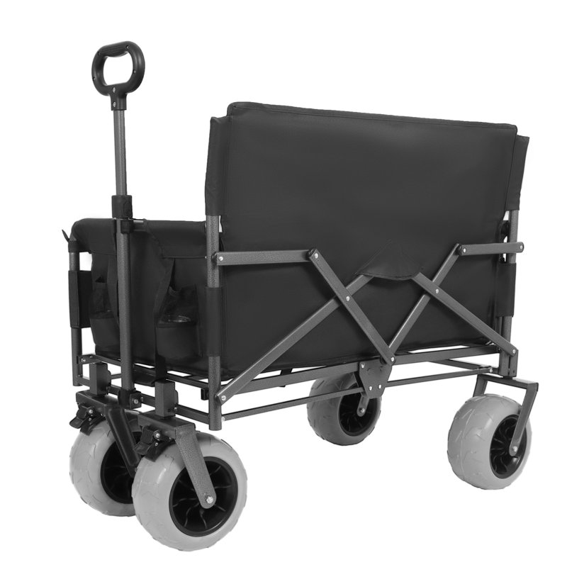 Le chariot pliable 3-en-1 se convertit en banc avec table arrière, chariot pliant robuste pour le camping et la plage, Non