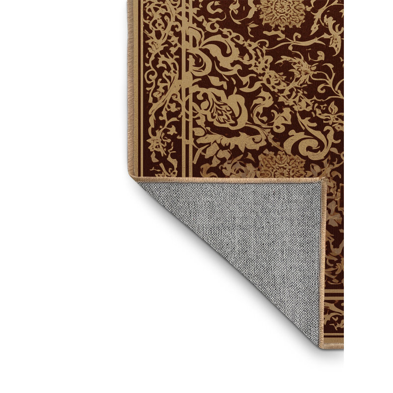 Tapis oriental brun lavable à la machine Northville, 7 x 9