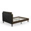 Ensemble de chambre à coucher 2 pièces avec lit plateforme grand capitonné et 1 table de chevet noyer antique pour les chambres - Similicuir brun foncé avec texture noire et pieds noirs-1424348715-1424348718