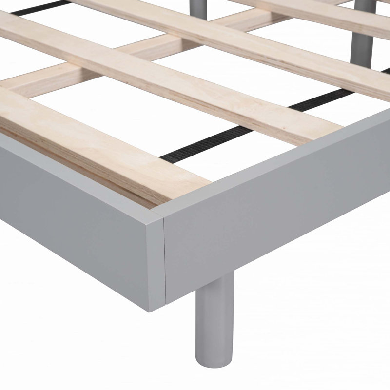 Modern Floating Platform Bed Frame, Gray, Twin