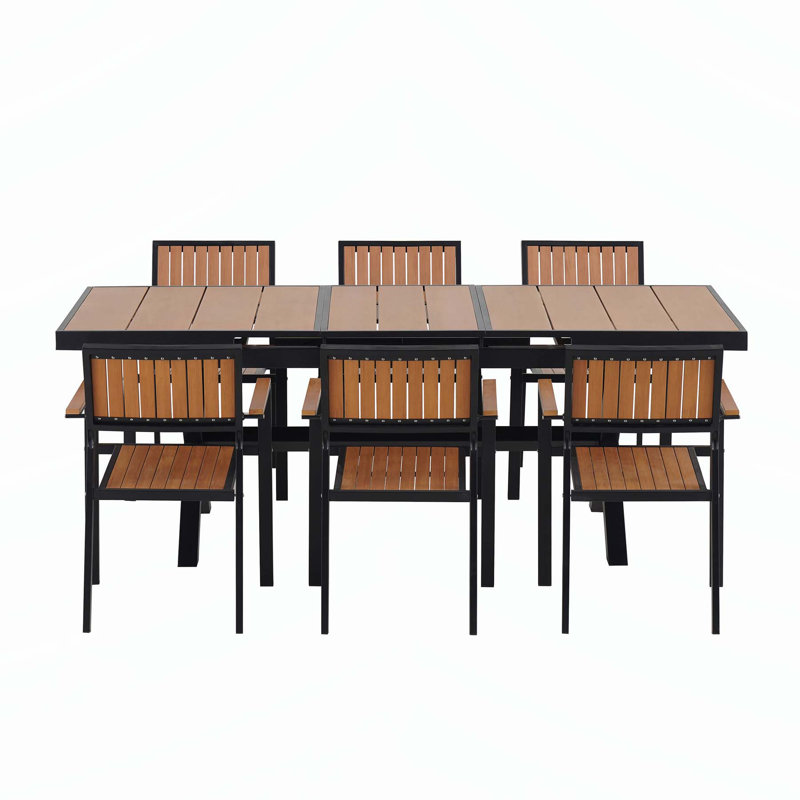 Outdoor Dining Set with Flexible Chairs and Extendable Table for Versatile Use, Black
