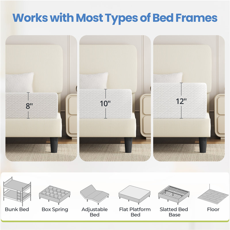 Matelas en mousse à mémoire de forme moderne avec 3 couches de mousse, Grand lit