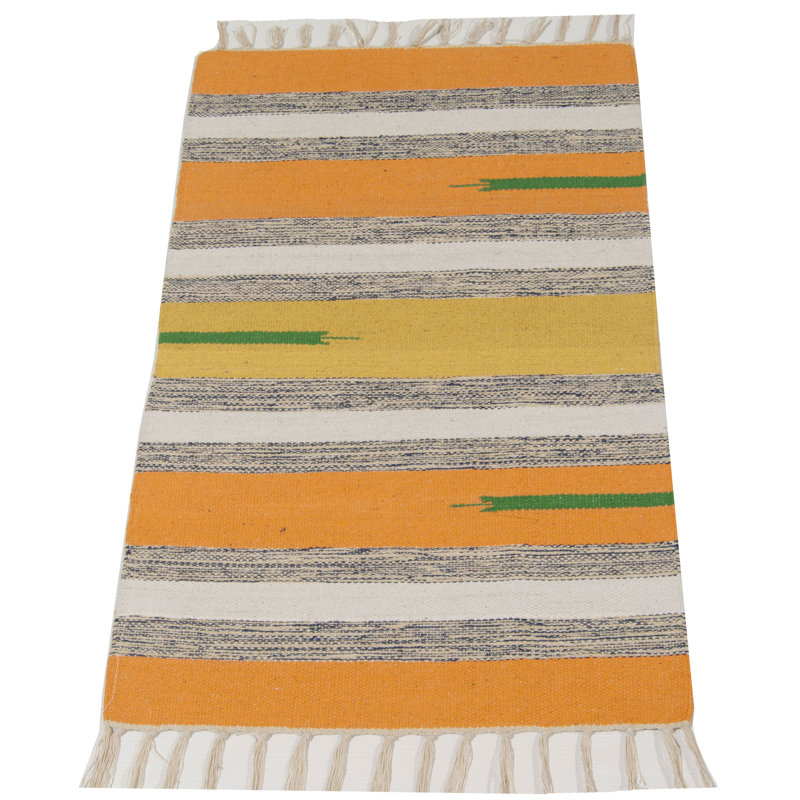 Menoken Rectangle 50 cm x 80 cm Striped Hand Knotted Kilim