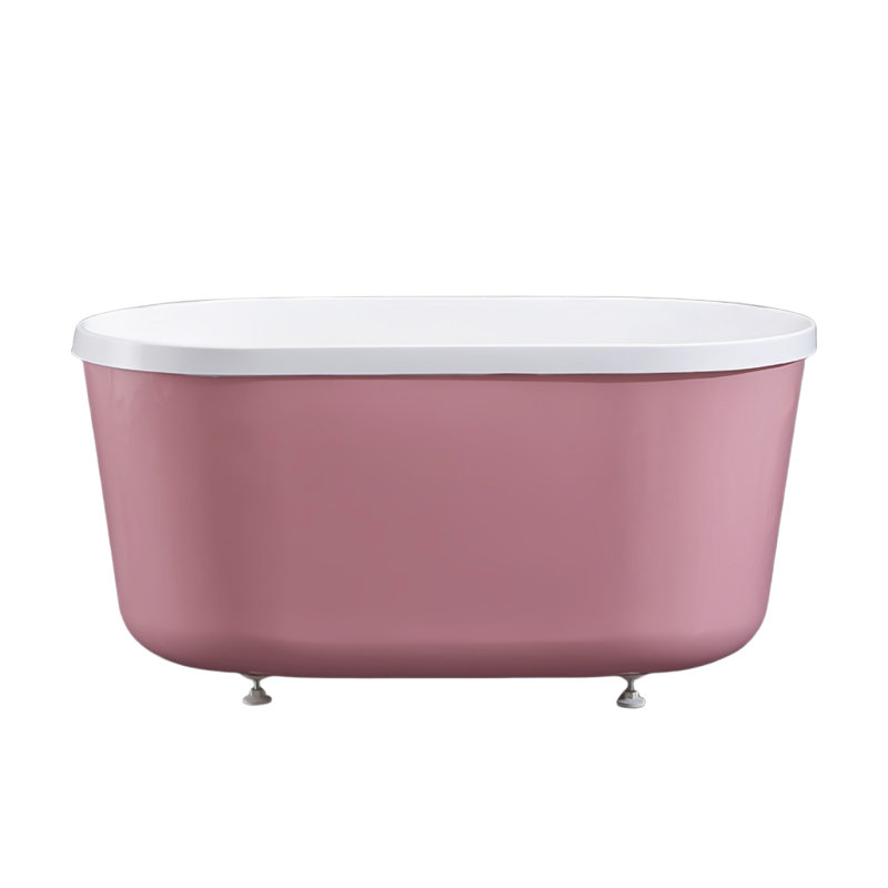 61.42'' W 23.62'' H Tub & Shower Kit, White/Pink
