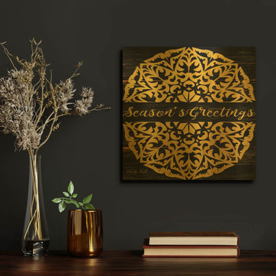 'Season' By Cindy Jacobs Gold Metal Wall Art, 12" x 12"