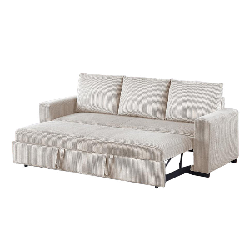 Upholstered Convertible Sofa With Cushion Back In Ivory Finish