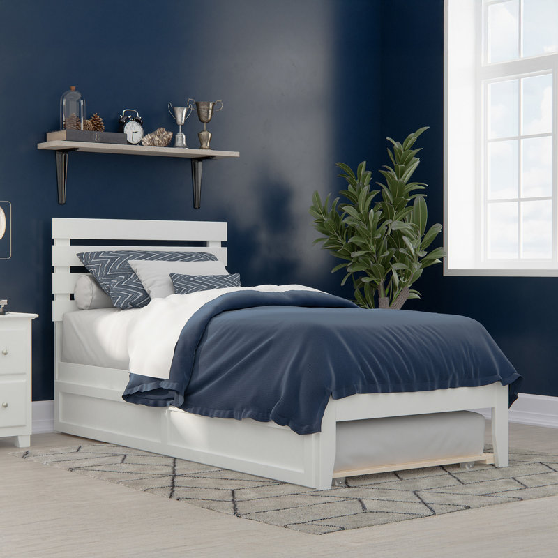 Bronson Slat Bed, White, Extra-long Twin