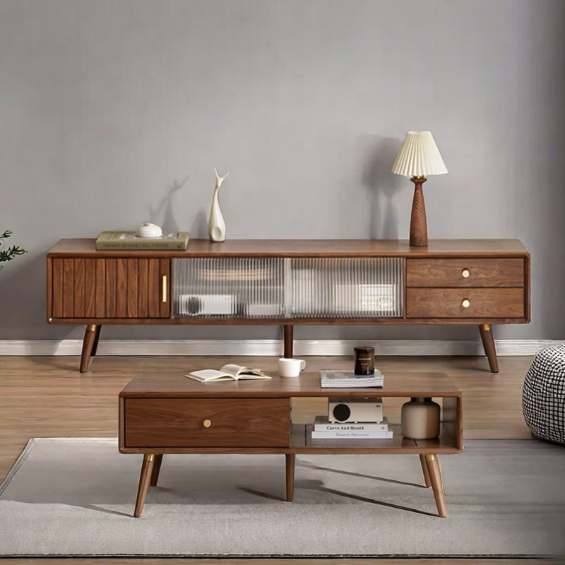 Black Walnut TV Stand and Coffee Table Set