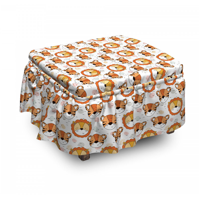 Housse pour repose-pieds tiger et lion heads