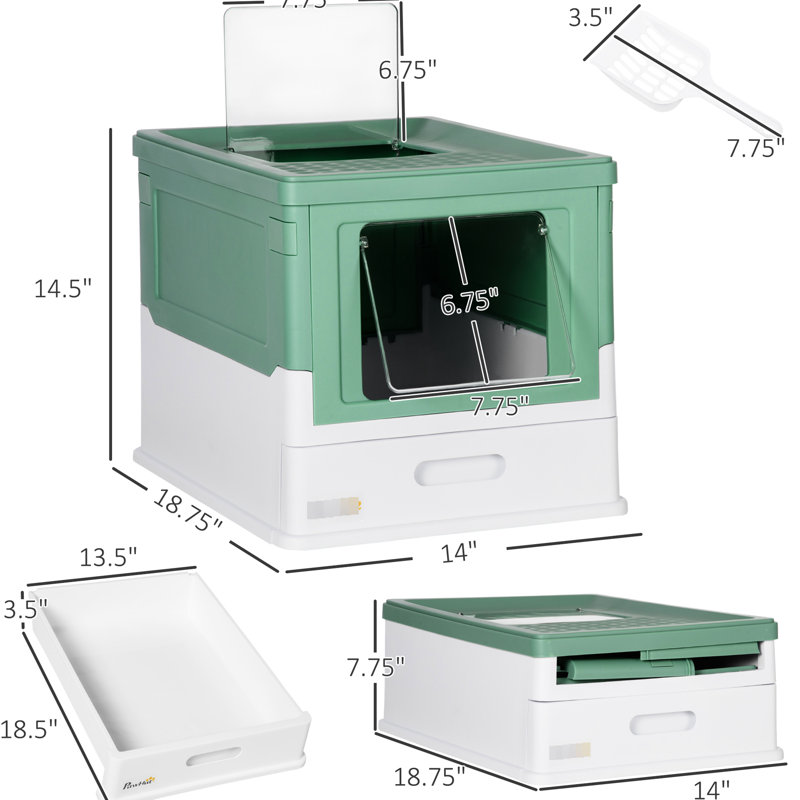 Tente de litière pliable pour chat, grande capacité, toilette avec entrées avant et supérieures spacieuses, odeur