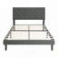 Lit plateforme tapissier en tissu capitonné à boutons, sans sommier, support à lattes de bois-906146289-906146290