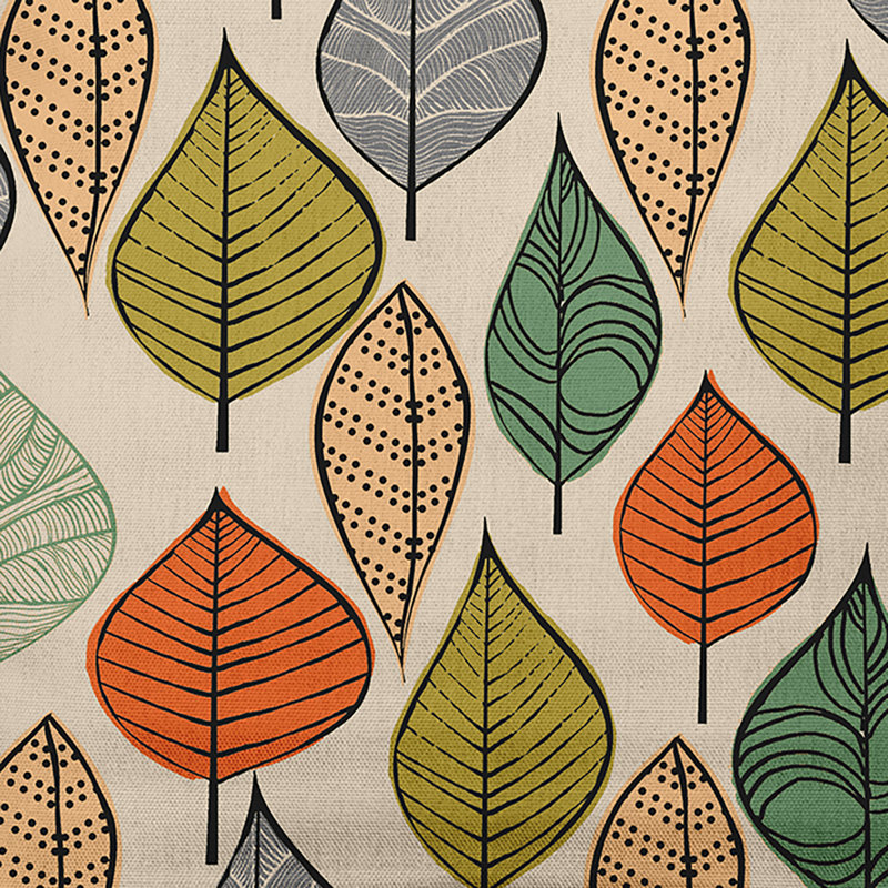 Coussin décoratif intérieur / extérieur Autumn Leaves, 20 po x 20 po, Crème / orange / vert
