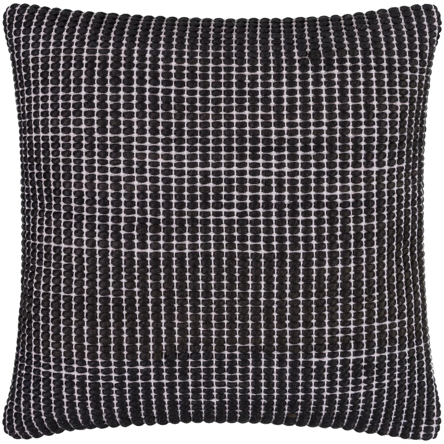 Waverly Wool Throw Pillow, Black, Down, 18" x 18"