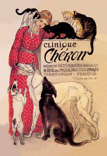 «Clinique cheron», publicité rétro sur toile tendue, H 30 po x l 20 po x P 0,5 po
