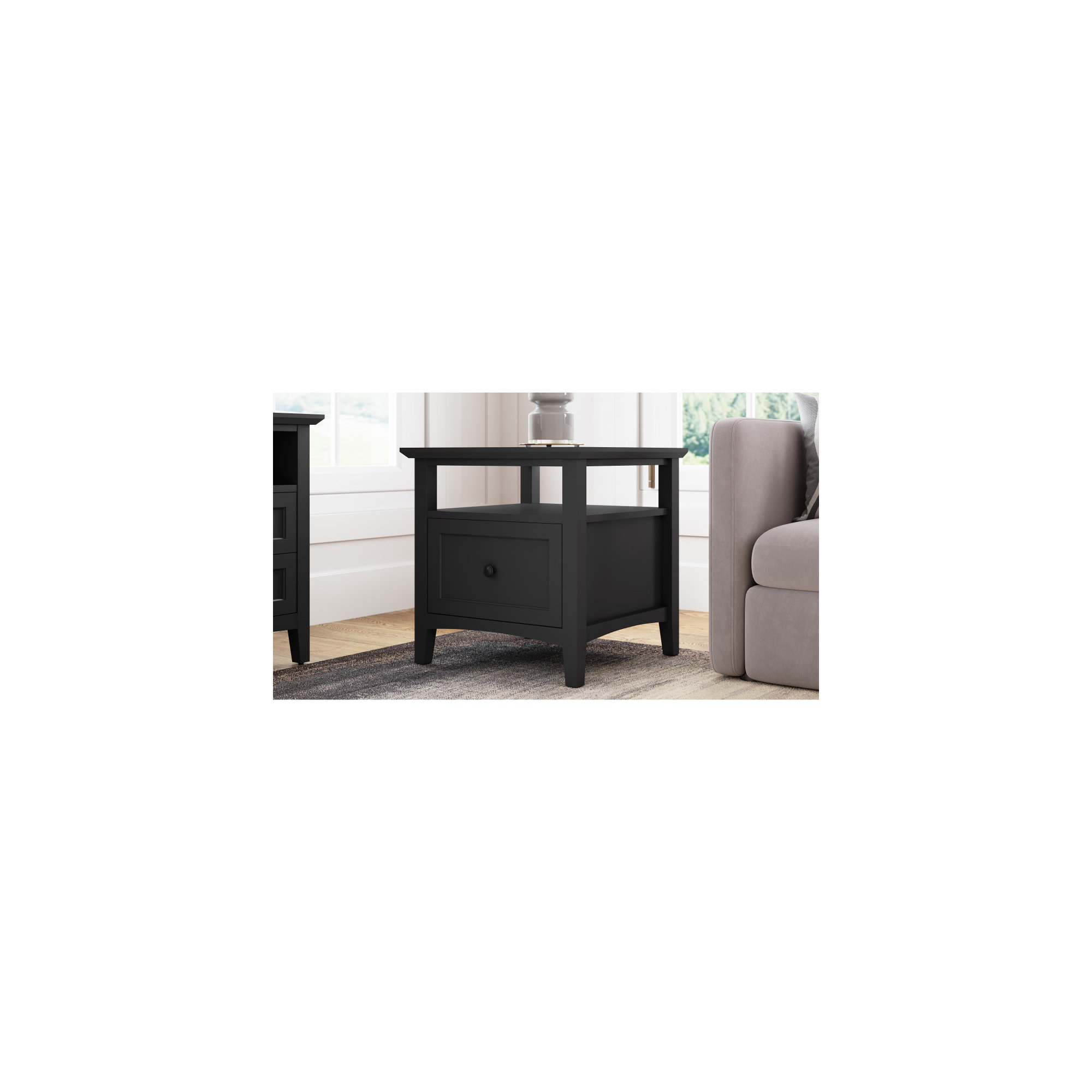 Renee Square End Table, Black