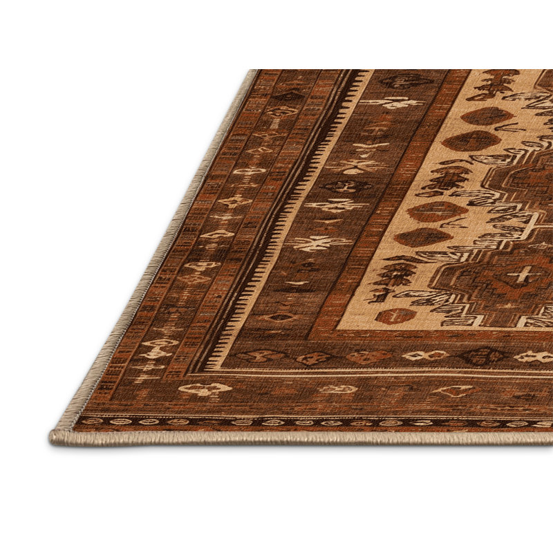 Tapis brun turc lavable à la machine, Runner 2' x 4'
