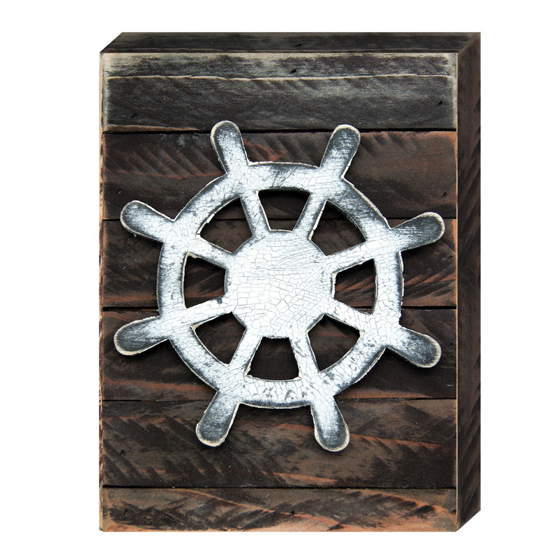 Décoration murale "capitaine de roue", H 12 po x l 9 po x P 1,5 po