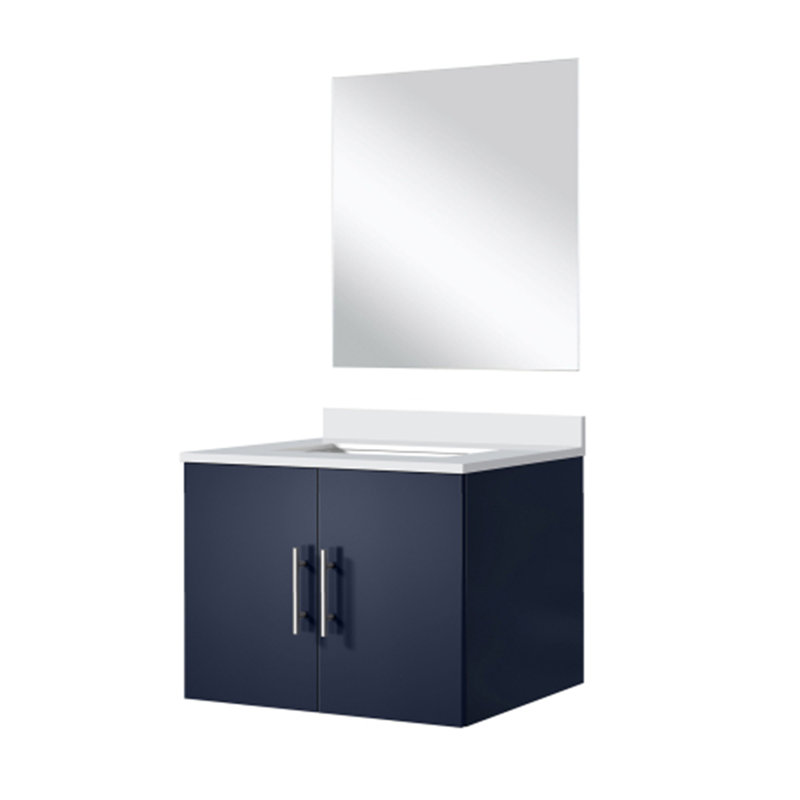 Meuble-lavabo simple.  Comptoir et miroir en marbre de culture, Bleu marine