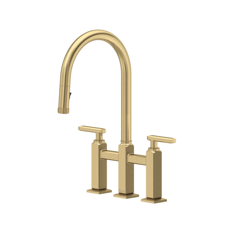 Apothecary Bridge Pull-Down Kitchen Faucet With C-Spout, Antique Gold