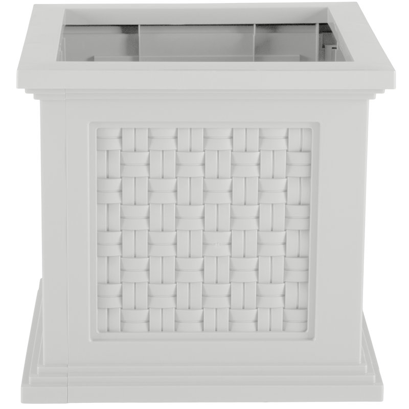 Pure Garden 14.65in Faux Rattan Planter Box, White, White
