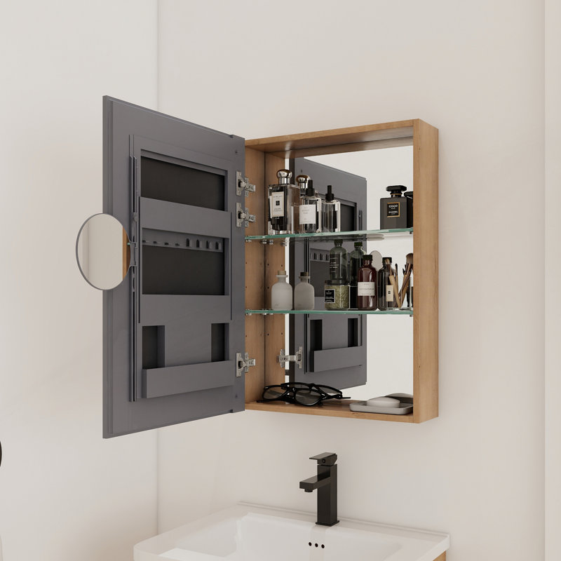Armoire de salle de bain à miroir avec rangement, armoire à pharmacie murale avec porte miroir