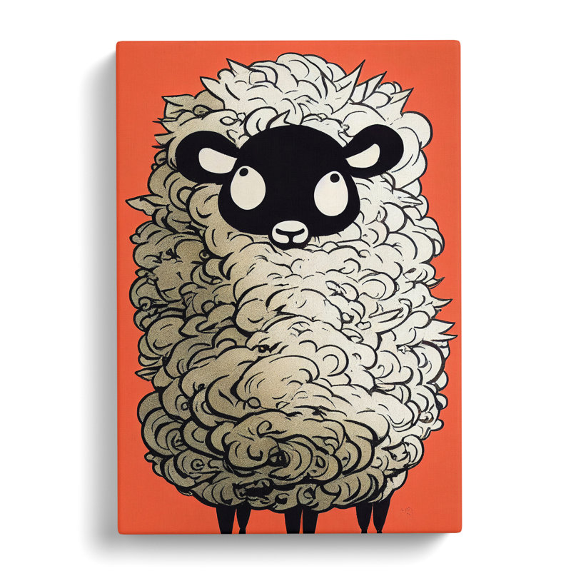 Cartoon Sheep - Wrapped Canvas, 50cm H x 35cm W