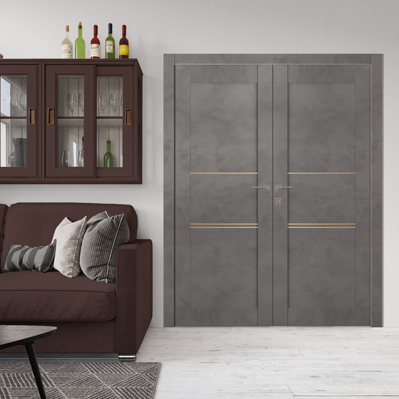 Portes françaises lambrissées Avon 07, 36 po x 80 po, Chêne, Droite