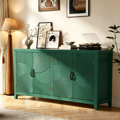 Armoire décorative Mid-Century moderne avec quatre portes pour un rangement et une organisation élégants