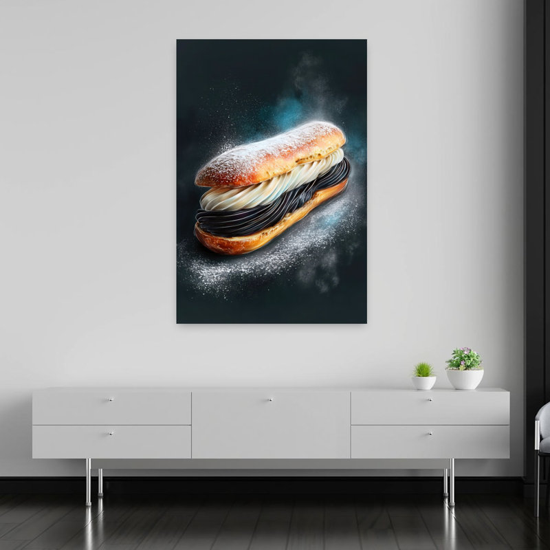 «Elegant Cream Eclair Dramatic Elegant», art mural contemporain, H 60 po x l 40 po