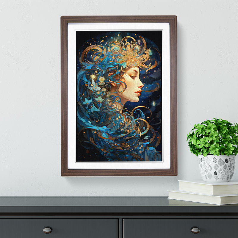 Single Picture Frame Print on Wood, Walnut Framed, 46cm H x 34cm W