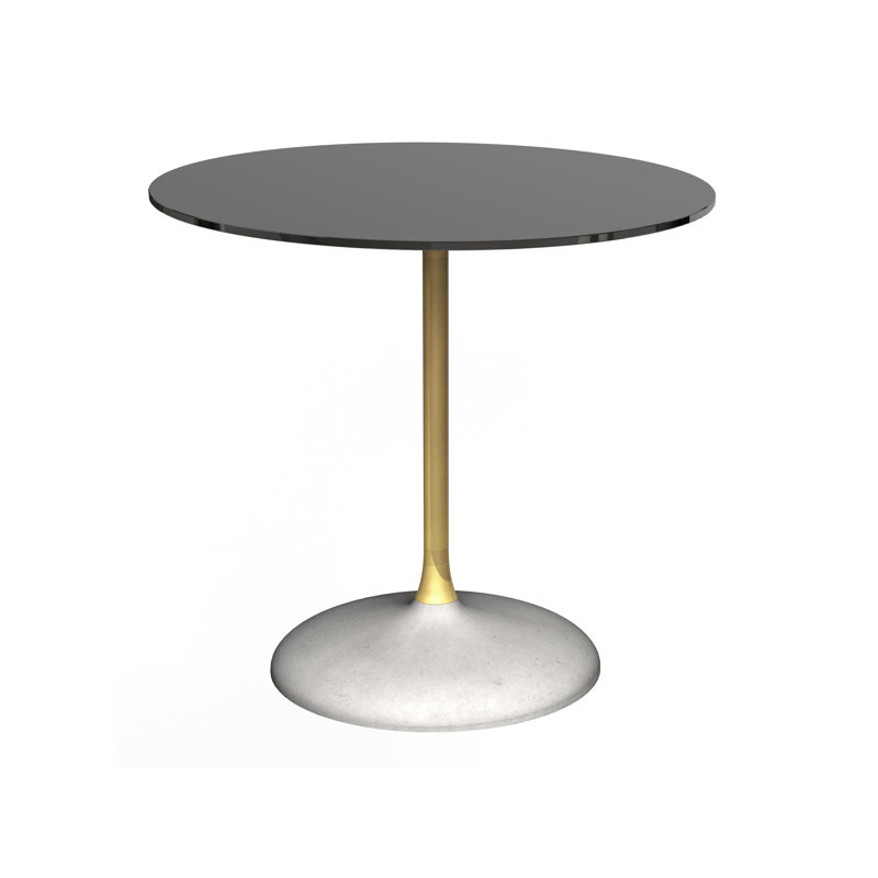 Clarke County Round Glass Top Dining Table, Brass