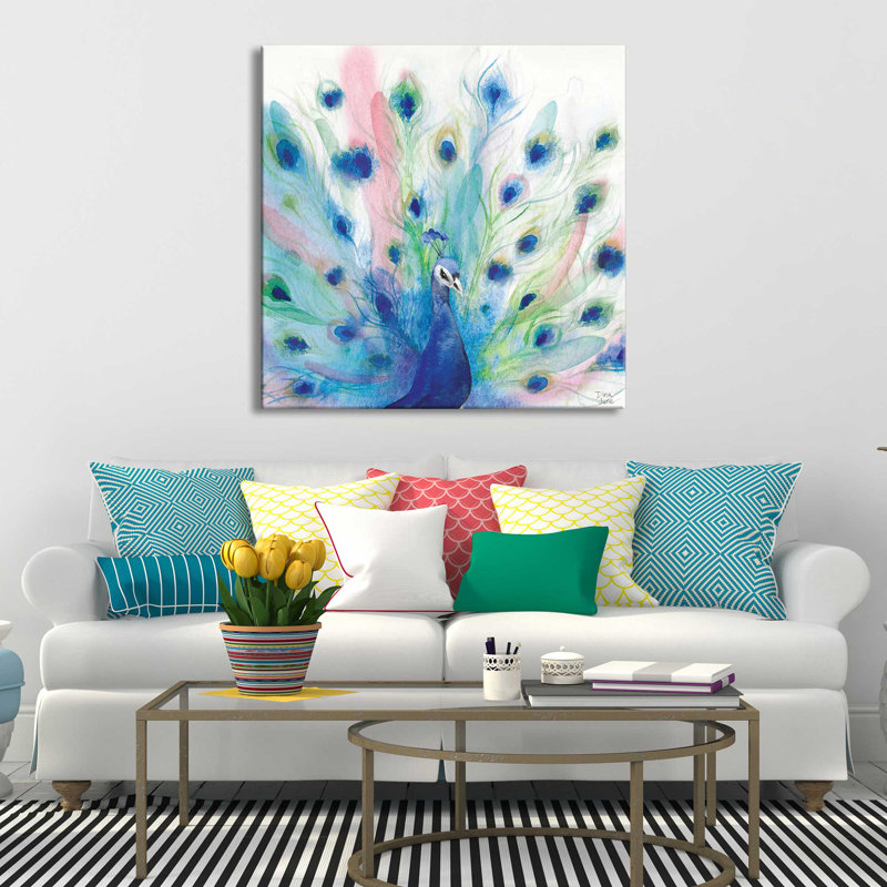 «Peacock Glory IV (Square)» par Dina June, reproduction, Toile tendue, H 18 po x l 18 po x P 1 po