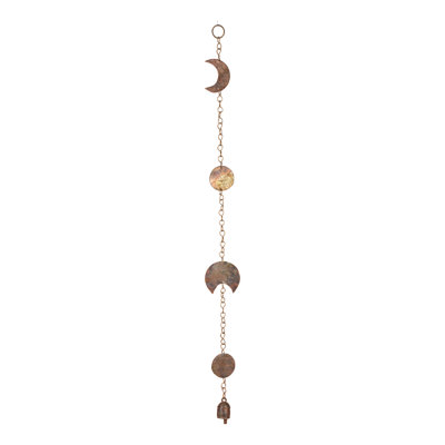 Carillon éolien Vivanta Phase de la Lune avec cloche rustique – 76 cm (30 pouces) en métal martelé pour chambre à coucher