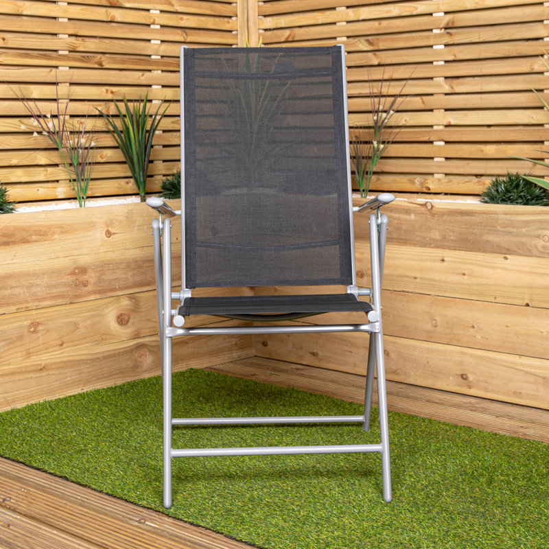 Foldable Outdoor Patio Dining Armchair, Black/White