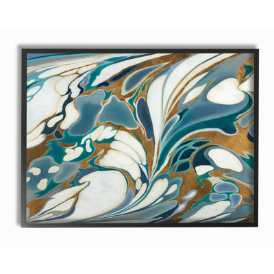 «Blue and Gold Water Marble» par Third and Wall - impression sur toile tendue
