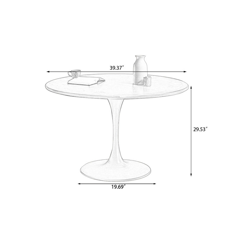 Walnut Round Solid Wood Dining table, 29.53"H x 39.37"L x 39.37"W