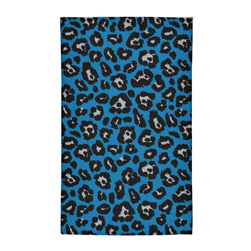 Imprimé animalier bleu/noir/Tapis décoratif grise, Rectangle 2 pi x 3 pi