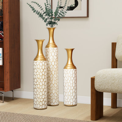 Ensemble de 3 vases de plancher en métal de style moderne 