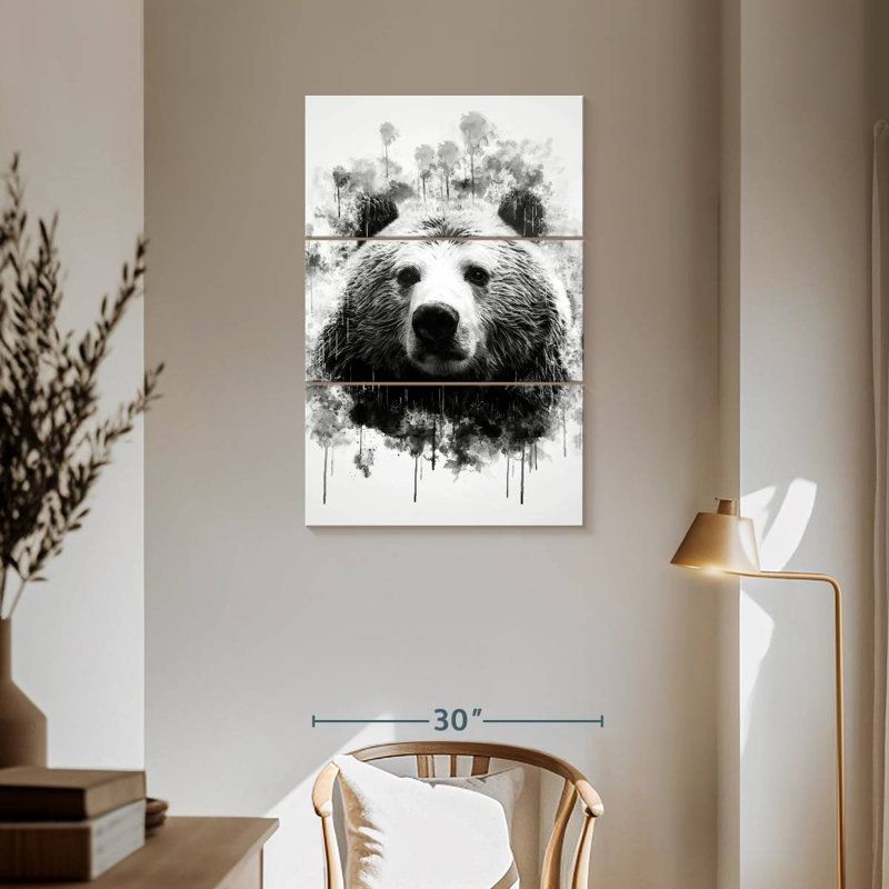 Brampt Bear Head Black And White, 57" H x 36" W