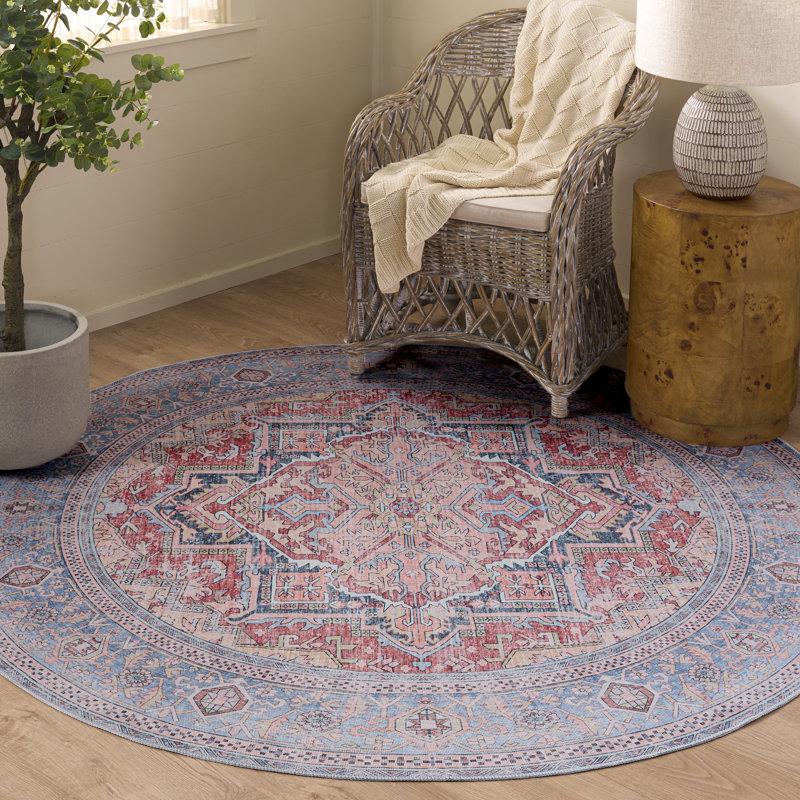 Arizona Performance Machine Washable Oriental Indoor Rug, Round 6'