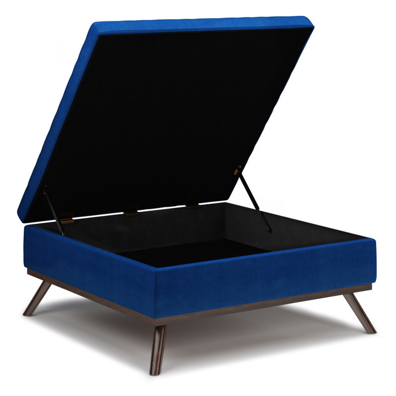 Repose-pieds de table basse avec rangement relevable et pieds en bois massif Owen