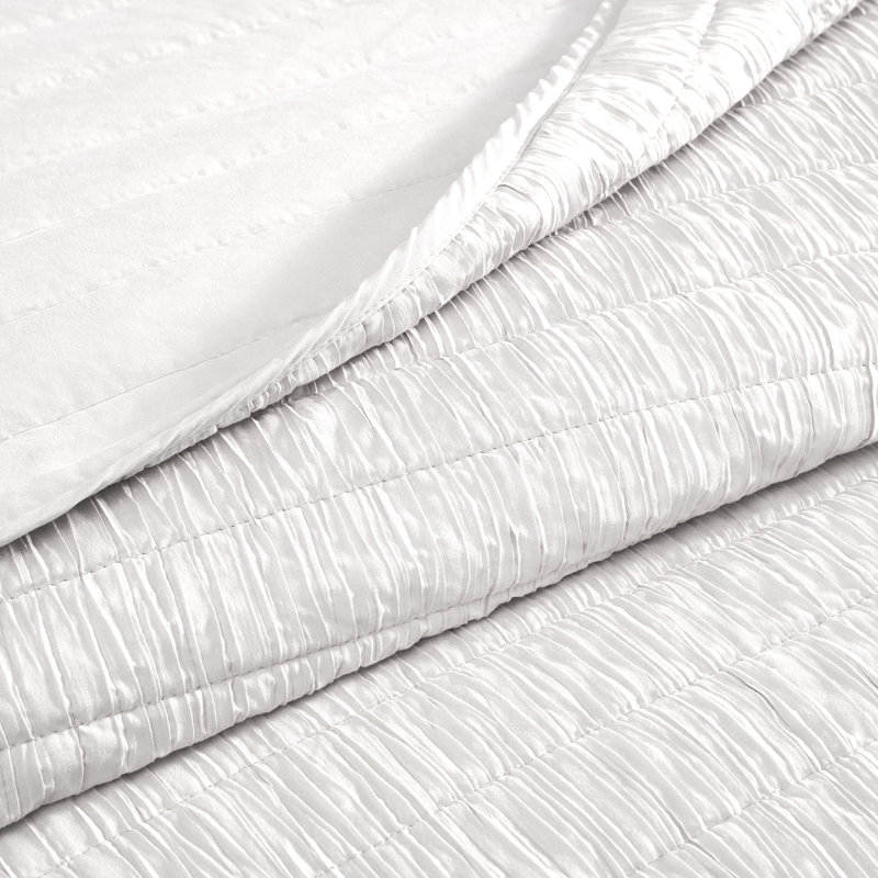 Ensemble de courtepointe en microfibre délavée 3 pièces Swift Home, Courtepointe très grand et 2 très grandes taies, Blanc