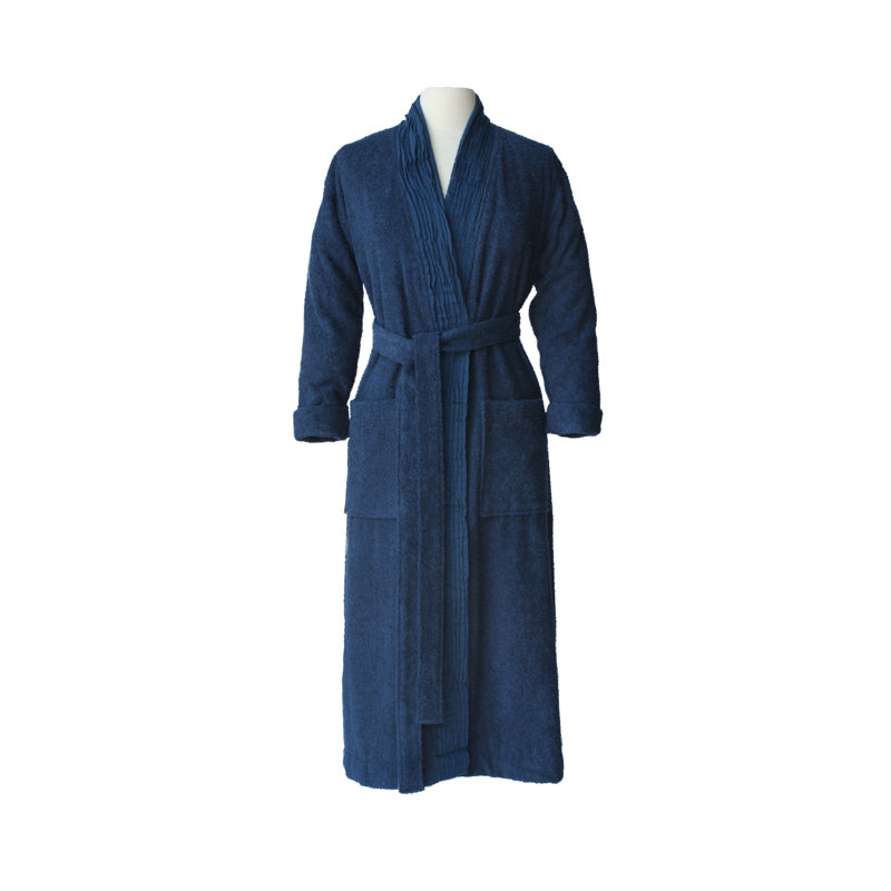 Peignoir 100% coton avec poches, Small/Medium, Bleu marine