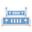 Lit plateforme double classique en forme de voiture avec roues, bleu, lit-120073150