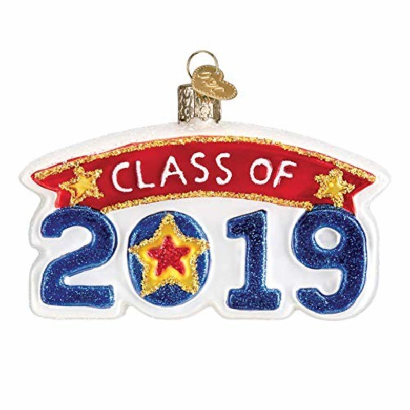 Hand-Painted Glass Class of 2019 Graduation Ornament