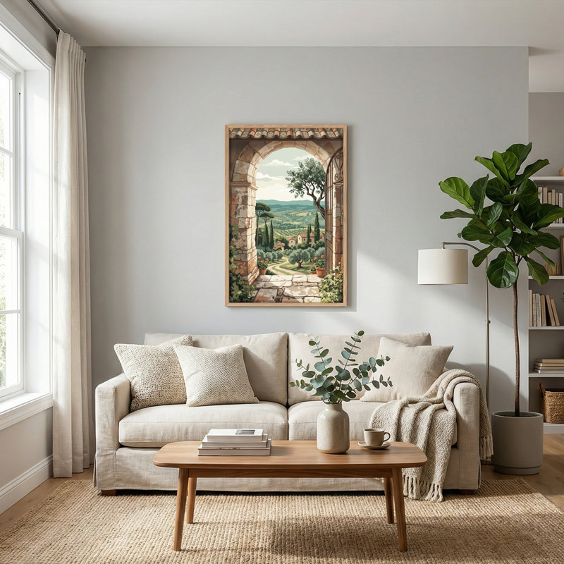 Paysage toscan, art mural sur toile, ensemble de 1, 24"H x 18"W, Natural