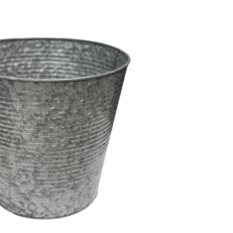 Ribbed Metal Planter, Grey, 32Hx 28Wx 28cmD
