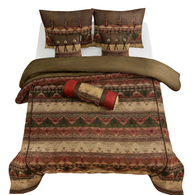 Sierra Brown/Red/Tan Aztec Print Western Rustic 7 Piece Comforter Set